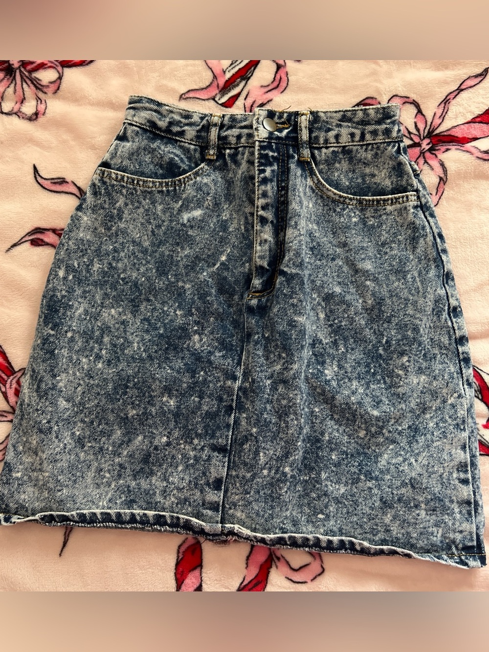 Vintage 80s Stefano sportswears blue acid wash denim skirt XS